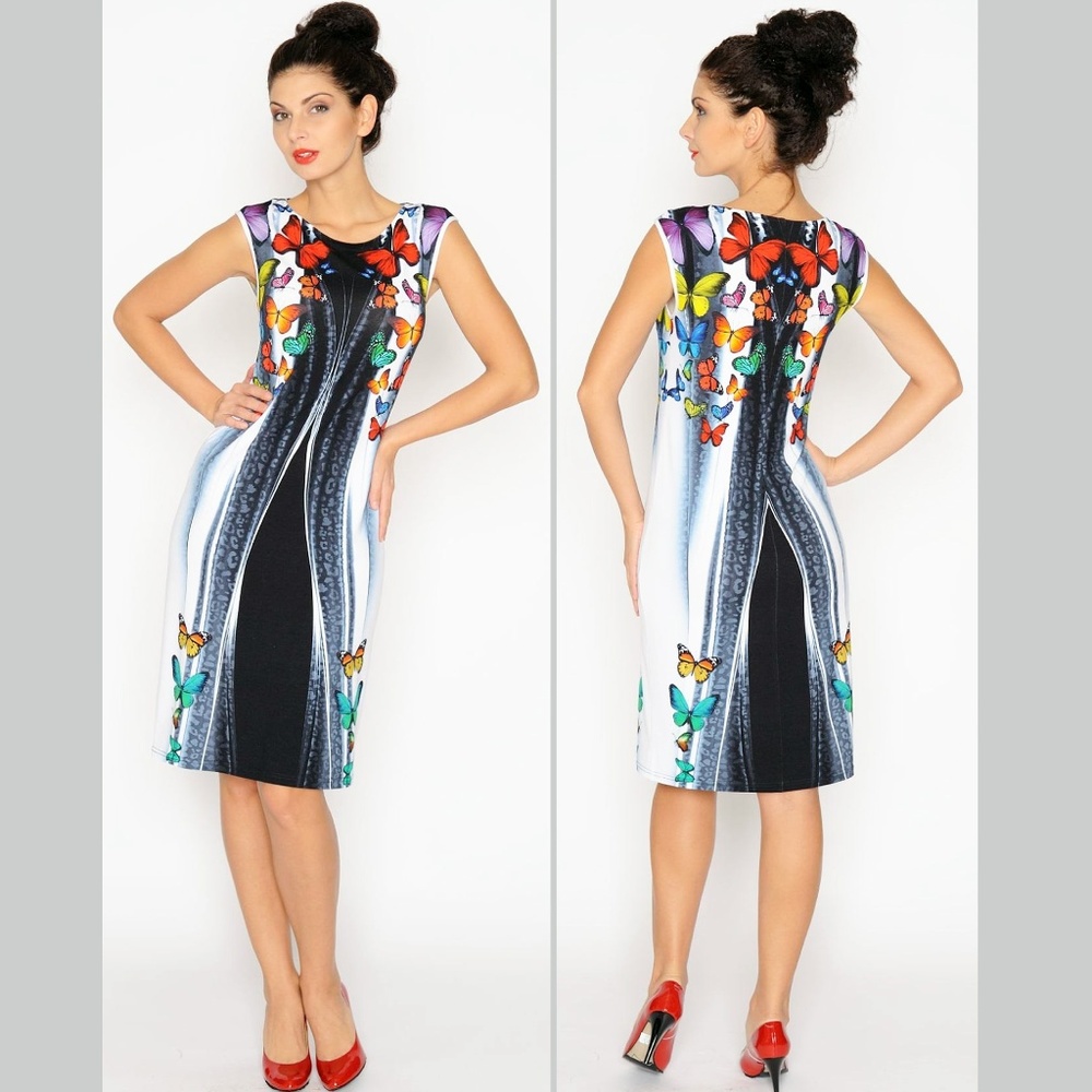 PARTY DRESS STRETCH KNEE LENGTH MADE IN EUROPE